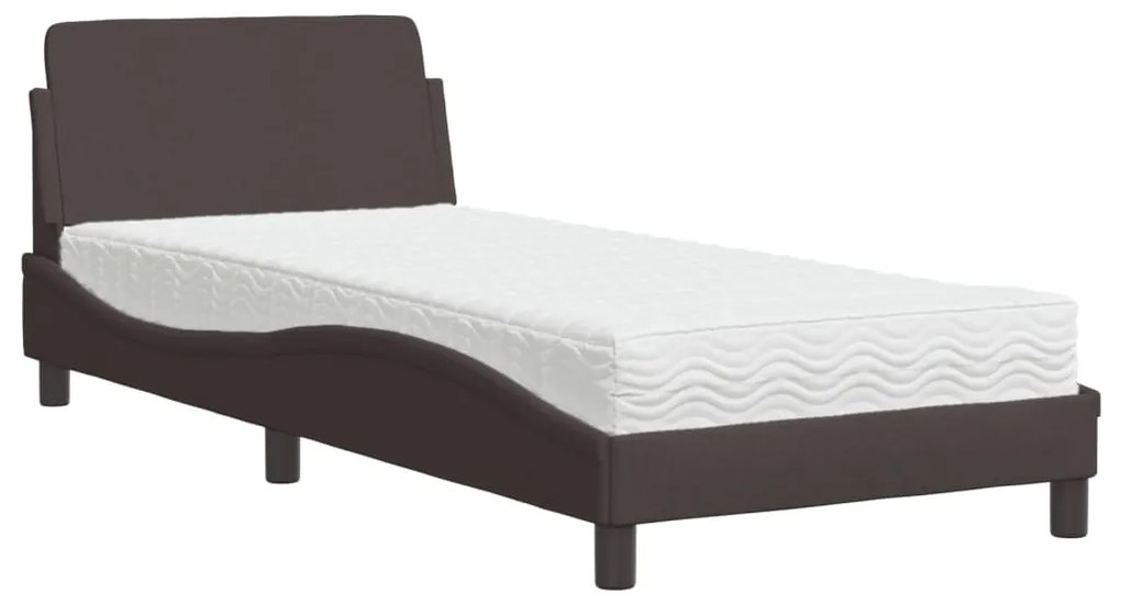 Letto con materasso marrone scuro 80x200 cm in tessuto