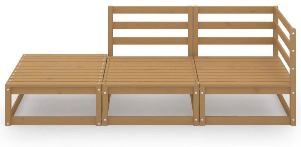 Set divani da giardino 3 pz miele in legno massello di pino