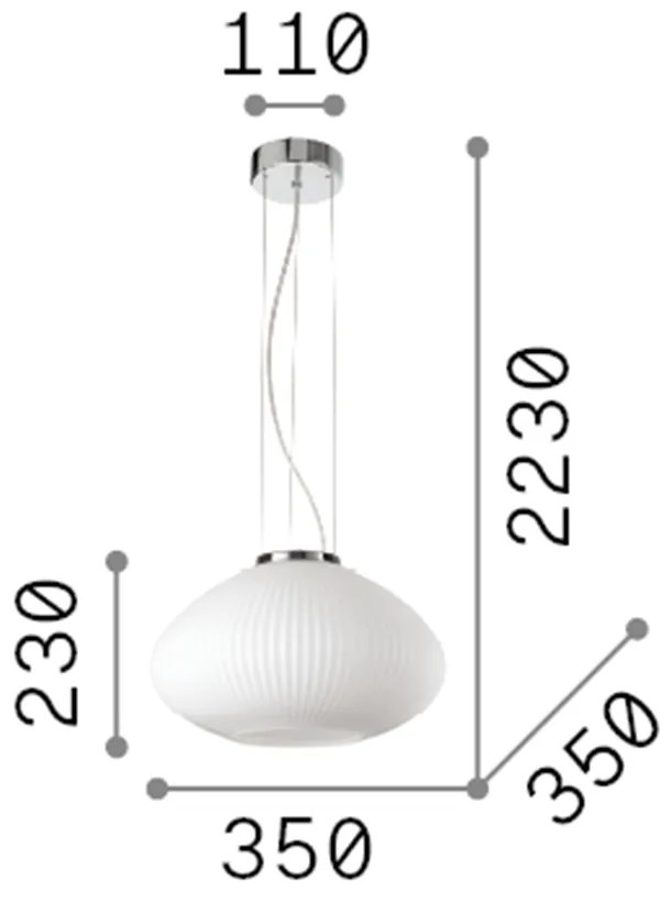 Sospensione Moderna Plisse' Metallo Cromo 1 Luce E27 D35Cm