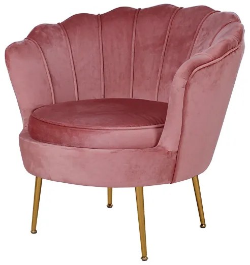 Poltrona velluto con schienale a conchiglia - FIORE finitura Rosa