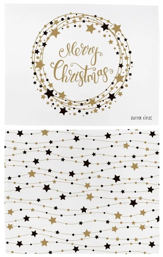 Set di 2 tovagliette in cotone con motivo natalizio Corona di stelle, 45 x 35 cm Scandi Christmas - Butter Kings