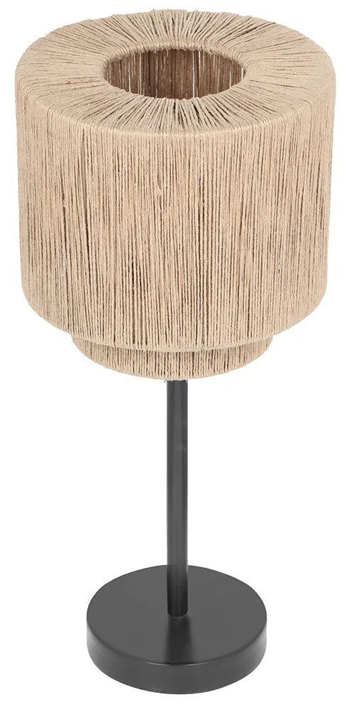 Lampada da tavolo Japandi nera con corda marrone - Smilla