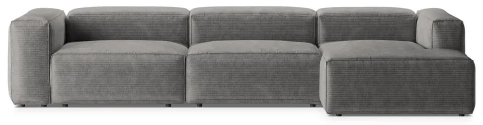 Divano angolare grigio chiaro (con penisola a destra/con chaise lounge) con rivestimento in velluto a coste Bergamo – Cosmopolitan Design