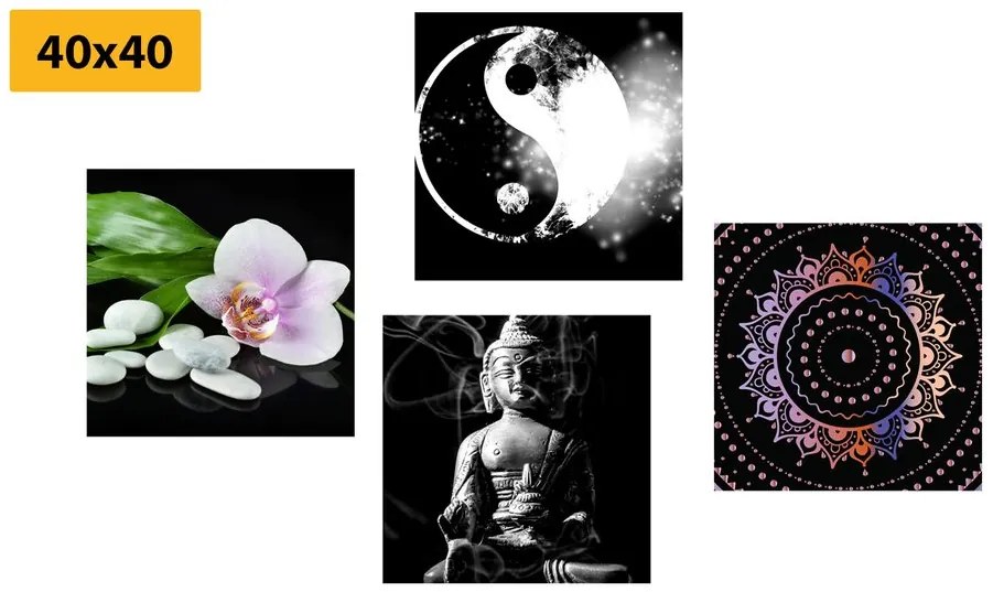Set di quadri – Feng Shui su sfondo nero
