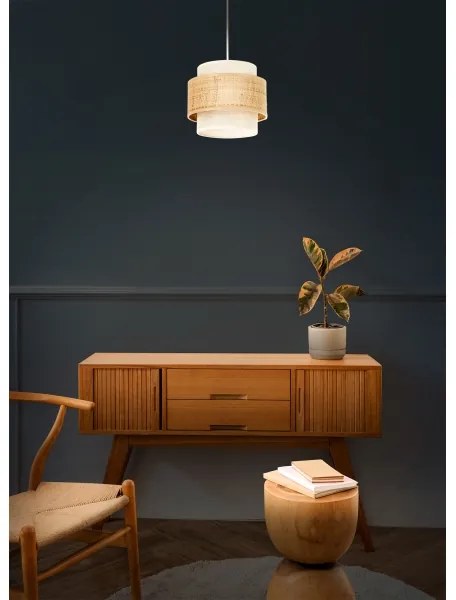 Lampadario su cavo BOHO 1xE27/60W/230V Ø 20 cm iuta/crema