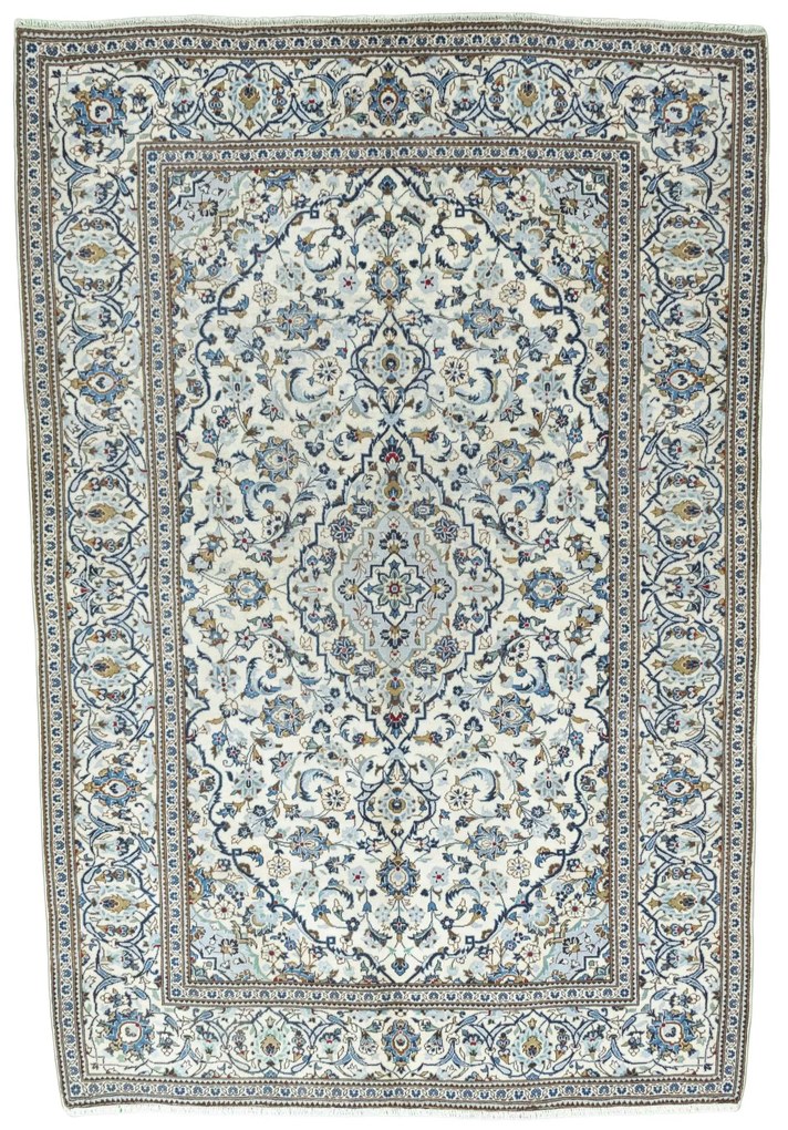 Kashan Tappeto 200x300 Beige (Iran) Annodato A Mano
