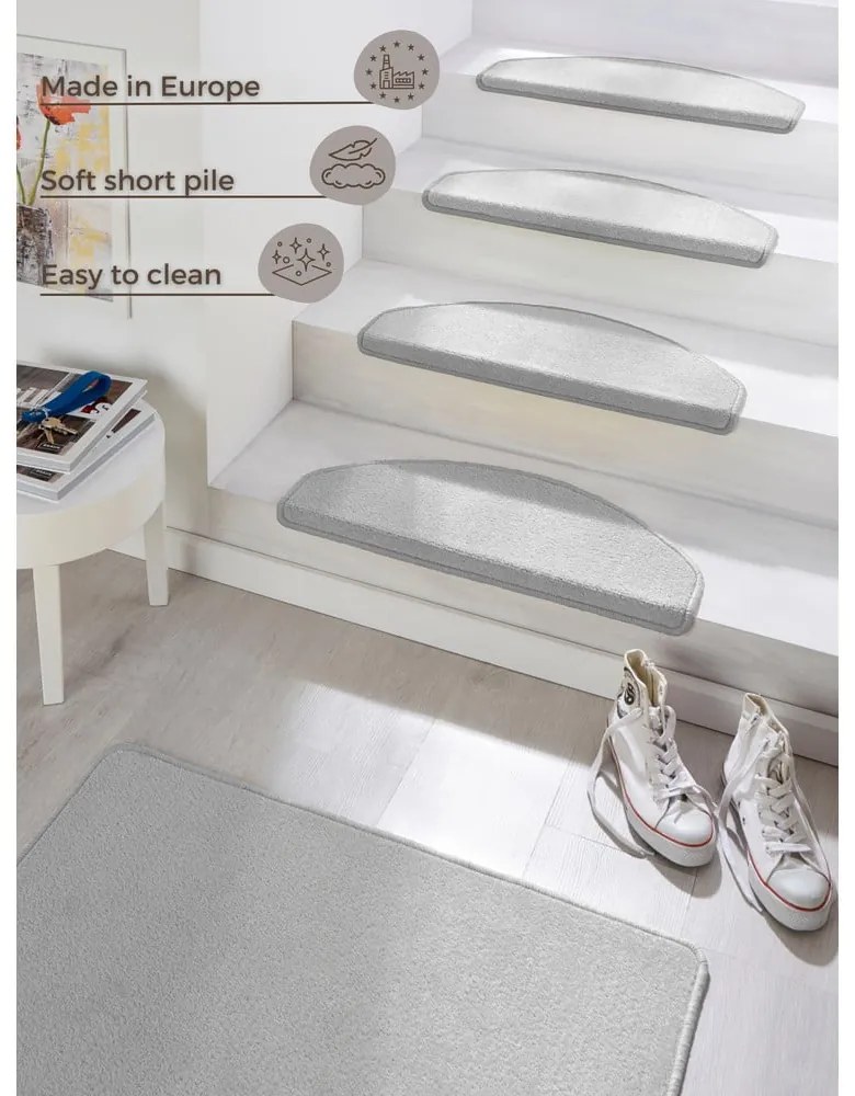 Set di tappeti per scale grigi con strisce adesive 15 pz 23x65 cm Fancy – Hanse Home