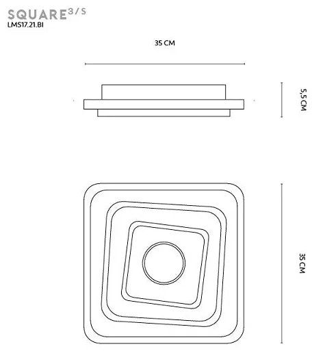 Square 3/s plafoniera bianco 38w 3000k - 4000k