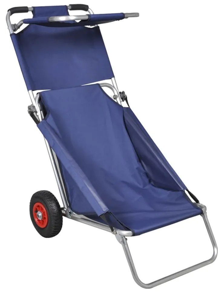 Carrello per la spiaggia con ruote portatile pieghevole blu