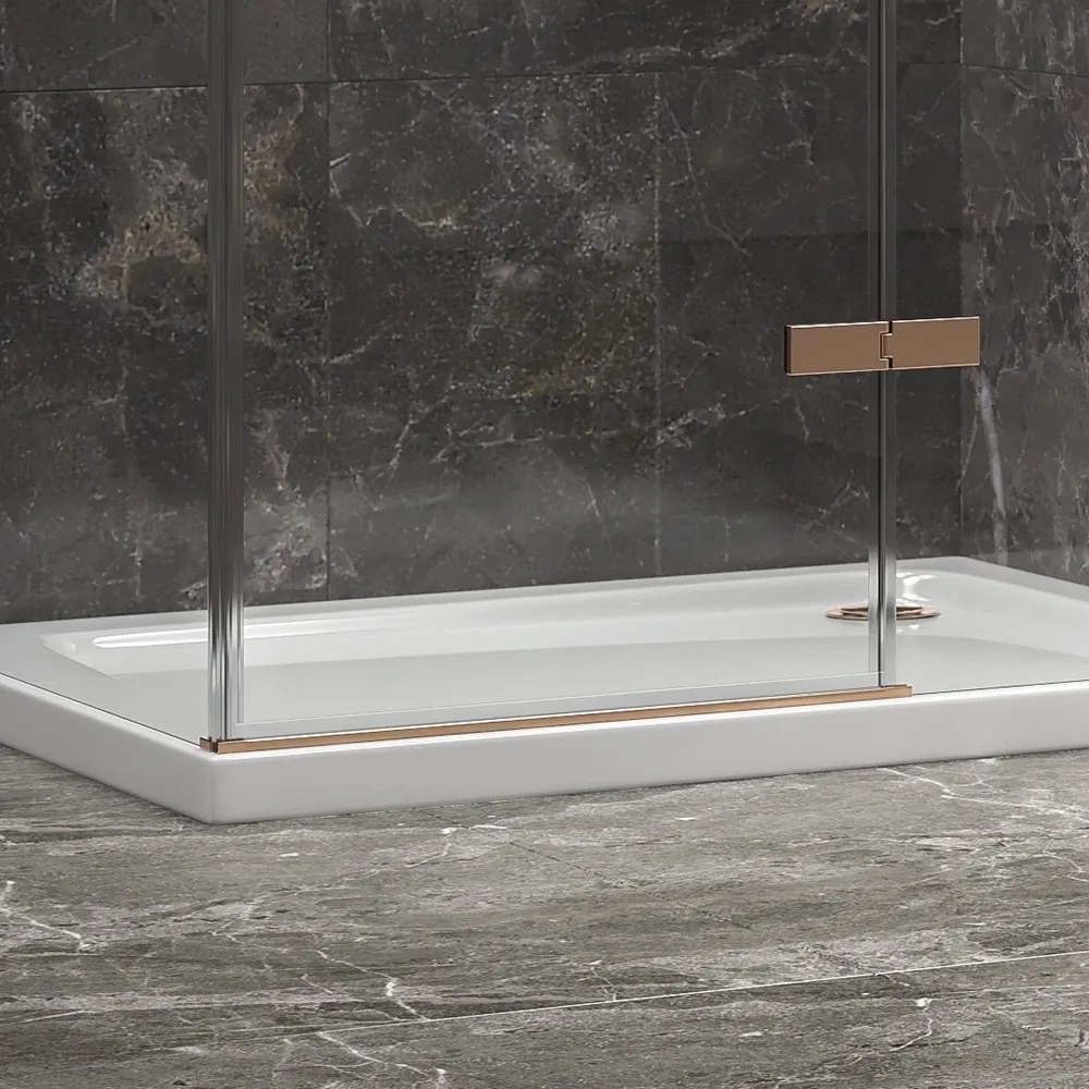 Box doccia 70x100 telaio colore rame porta battente laterale fisso 70cm | KT5000RG - KAMALU