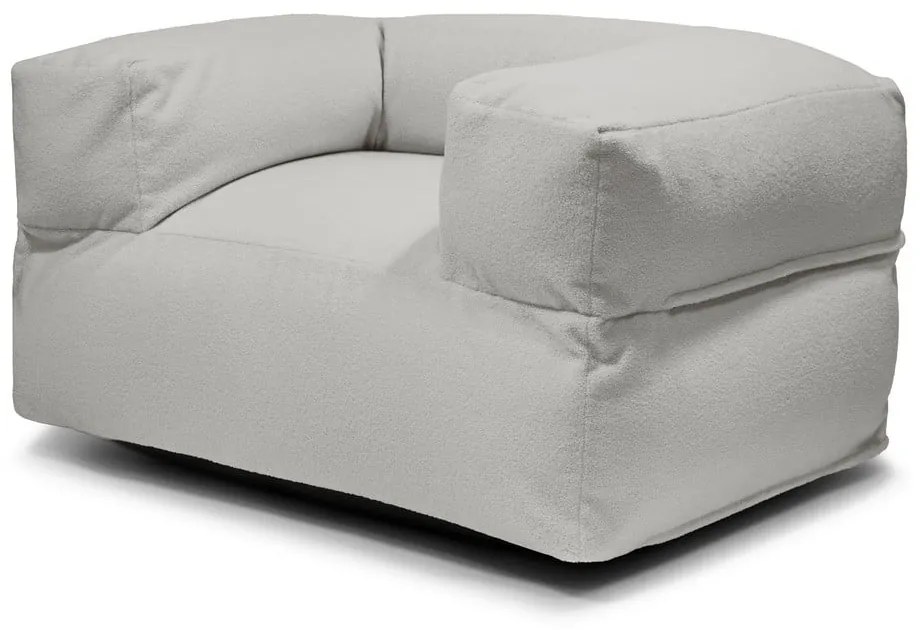 Puof a sacco grigio chiaro con rivestimento in bouclé MooG – SLOWDOWN