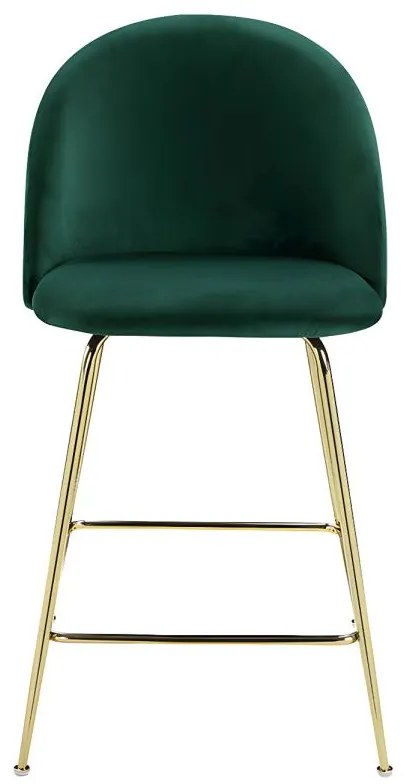 Sgabello da bar Velluto e Metallo Dorato Verde - Lotto di 2 - MELBOURNE