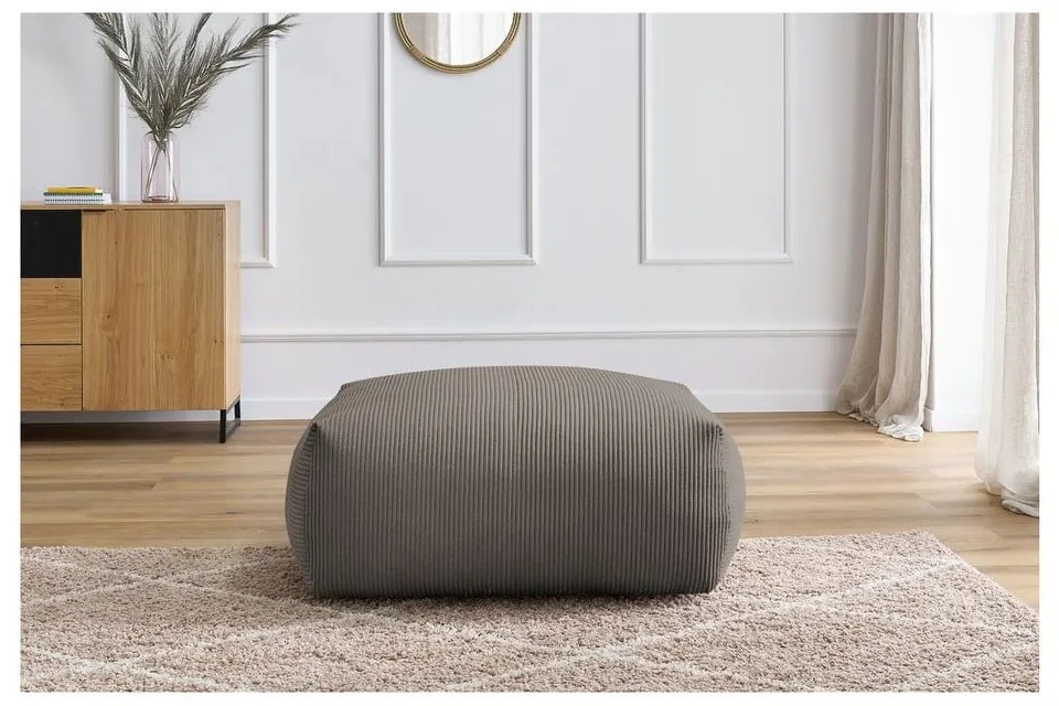 Poggiapiedi grigio/marrone con rivestimento in velluto a coste Voltaire – Bobochic Paris