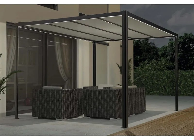 Pergola motorizzata Glicine in alluminio struttura grigio antracite L 394 x P 294 x H 235 cm