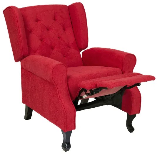 Poltrona relax in tessuto BERGERE Reclinabile con poggiapiedi Rosso