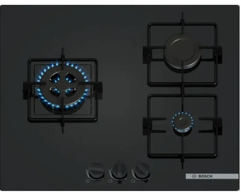 Piano cottura a gas da 60 cm con 3 fuochi, 7300 W - PNC6B6K30 - bosch