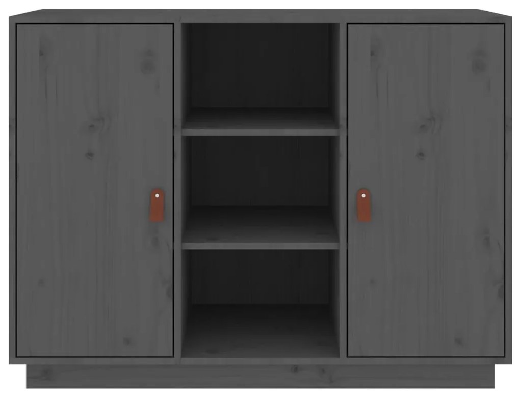 Credenza grigia 100x40x75 cm in legno massello di pino