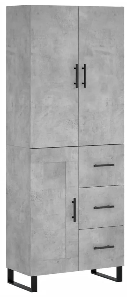 Credenza Grigio Cemento 69,5x34x180 cm in Legno Multistrato