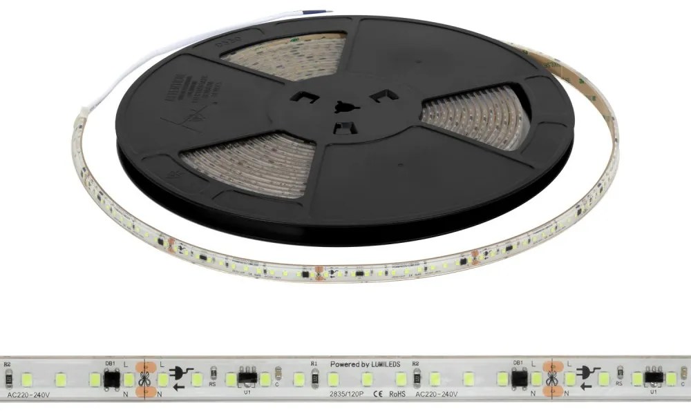 Striscia LED 220V 16W/m chip Philips Lumileds Dimmerabile IP67 10m ROSSO Colore Rosso