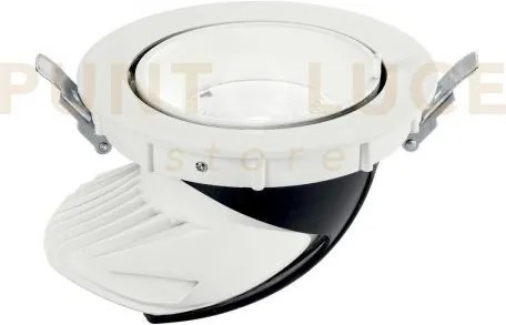 Incasso led delta bianco in alluminio 20w 2600lm 4000k 9x9x12 cm.