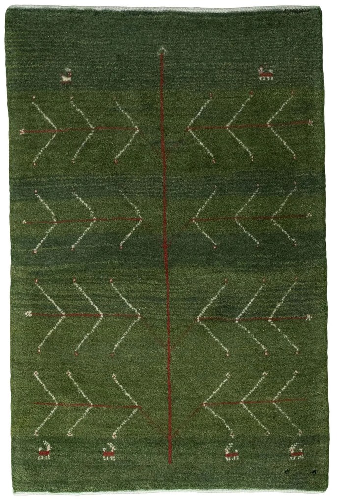 Gabbeh Tappeto persiano 80 x 120 Verde (Iran) Annodato A Mano