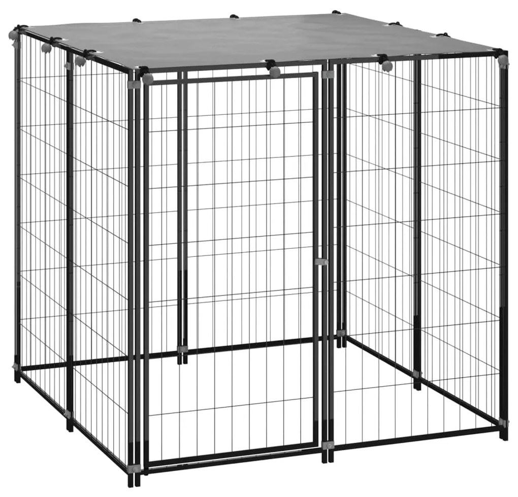 Gabbia Per Cani Nera 110x110x110 Cm İn Acciaio /