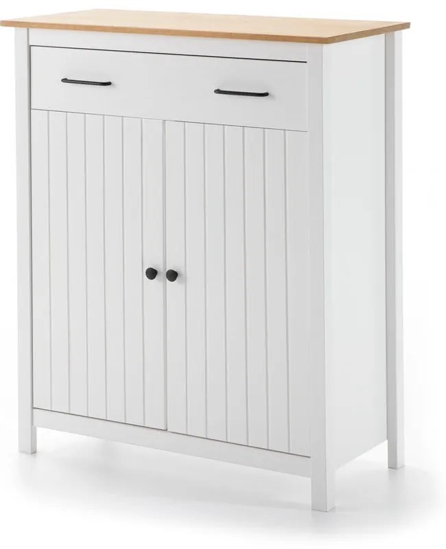 Cassettiera alta bianca in legno di pino 90x110 cm Miranda - Marckeric