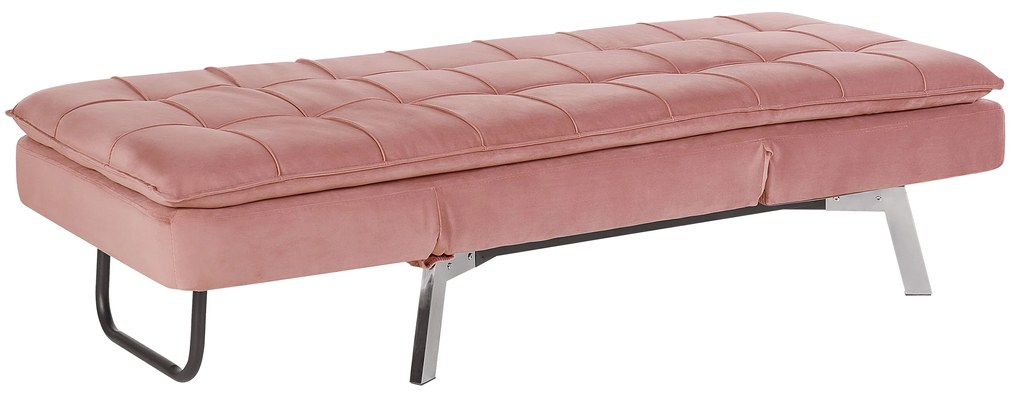 Chaise longue reclinabile in velluto rosa LOIRET Beliani