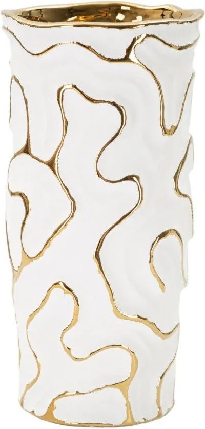 Vaso bianco/dorato in ceramica (altezza totale 25 cm) Adore – Mauro Ferretti