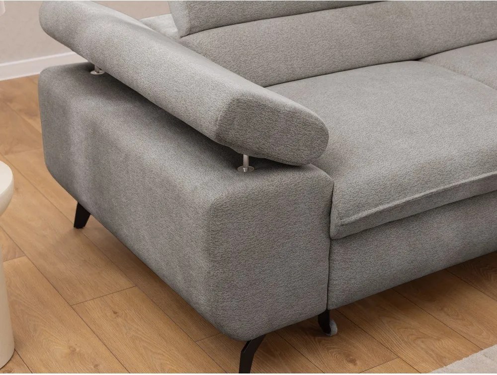 Divano angolare grigio chiaro (con penisola a destra/a L) con rivestimento in ciniglia Marbeya – Ropez