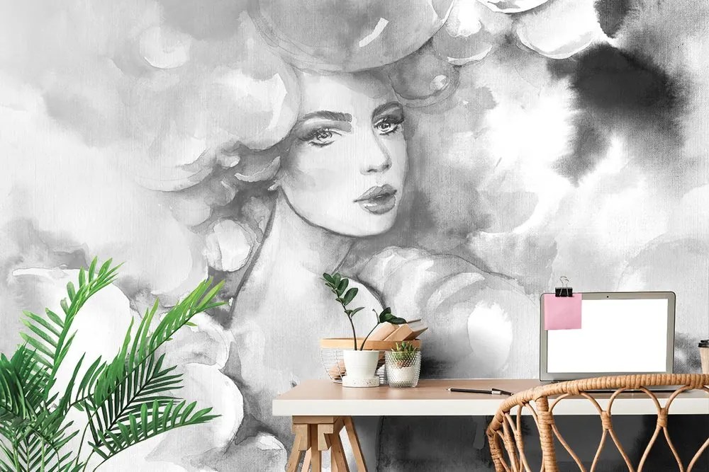 Carta da parati – Fascino femminile in bianco e nero