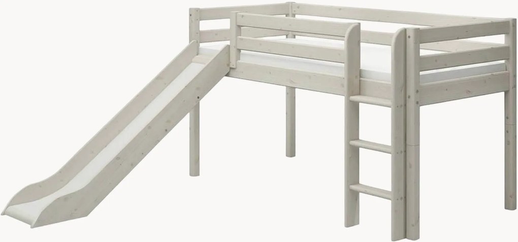 Letto alto per bambini in legno di pino con scivolo Classic