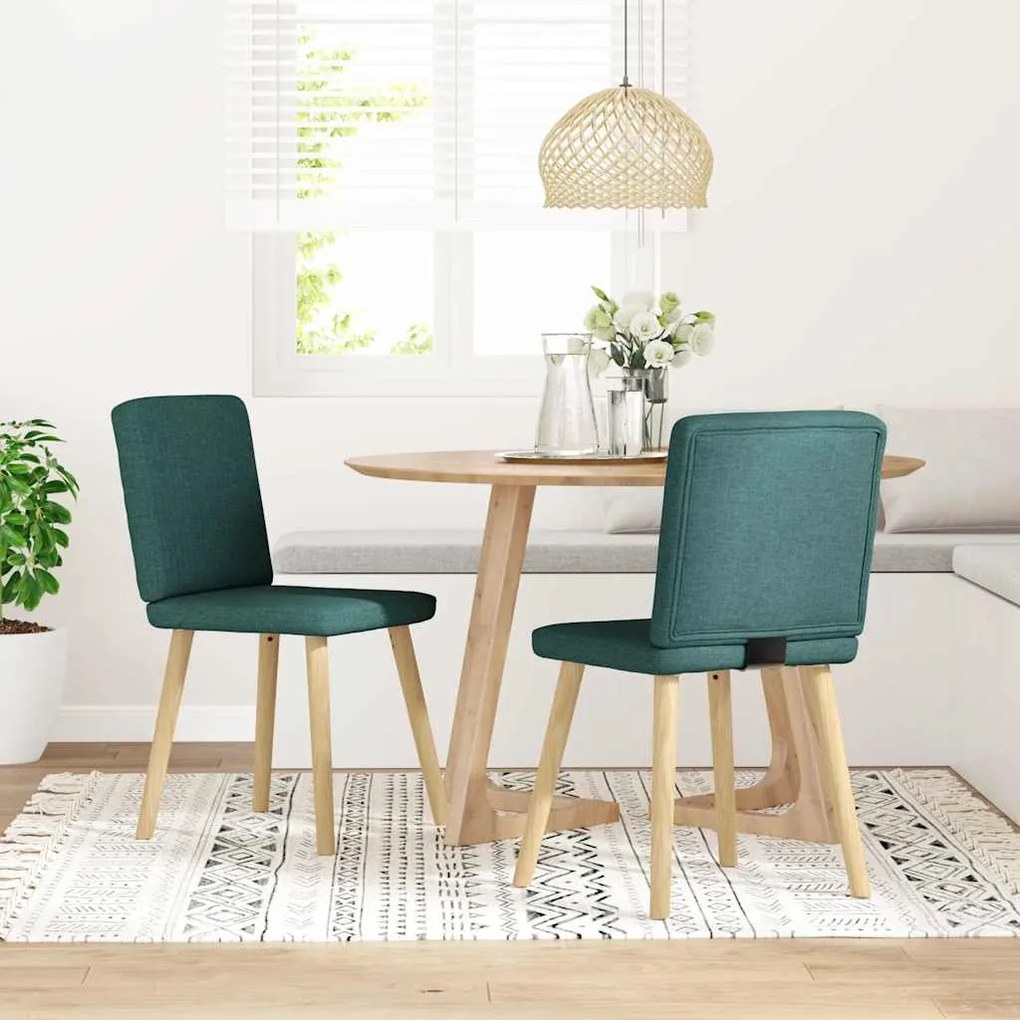Sedie Da Pranzo 2 Pz Verde Scuro İn Tessuto /