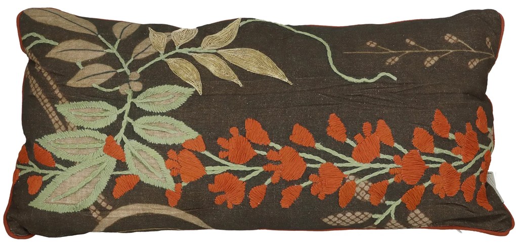 Cuscino 35x70 cm ricamato con foglie