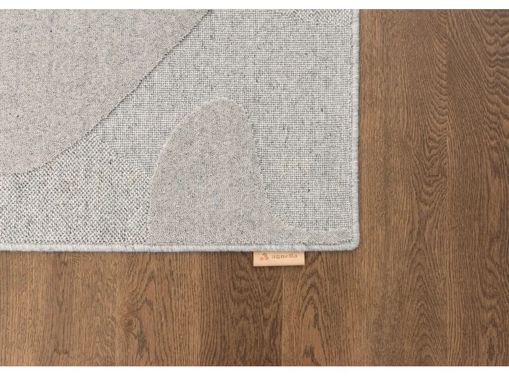 Tappeto in lana grigio chiaro 160x230 cm Morphic Botanica - Agnella
