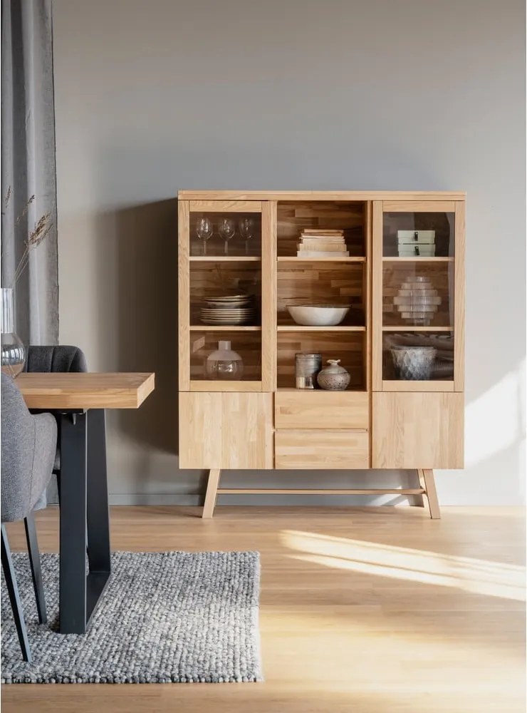 Vetrina in legno di quercia di colore naturale 130x150 cm Brooklyn - Rowico