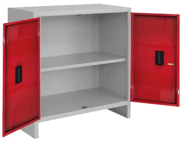 Armadio basso Pratiko M in acciaio, grigio e rosso L 80 x H 80 x P 40 cm, 2 ante, da interno