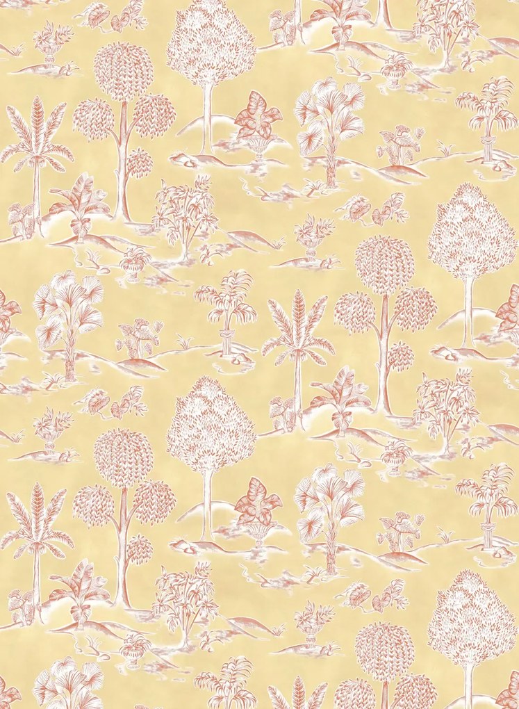 Osborne & Little Carta da parati Karuna - Dandelion/ Terracotta