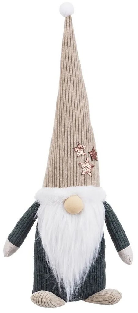 Decorazione Natalizia Verde Beige Sabbia Tessuto Babbo Natale 30 cm