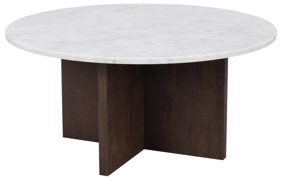 Tavolino rotondo in marmo bianco-marrone 90x90 cm Brooksville - Rowico