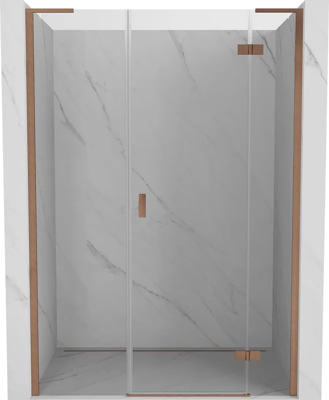 Mexen Mist-H L porta doccia a battente destra 130 cm, trasparente, rame spazzolato - 8A5L-130-001-65-00-P