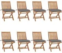 Sedie da Giardino Pieghevoli con Cuscini 8 pz Massello di Teak 3072877