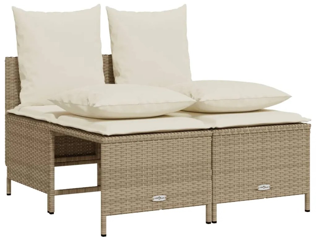 Set divano da giardino 5 pz con cuscini beige in polyrattan