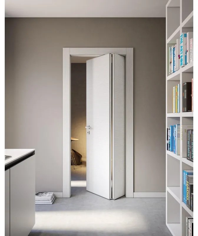 Porta pieghevole a libro asimmetrica Rimini bianco matrix L 60 x H 210 cm destra