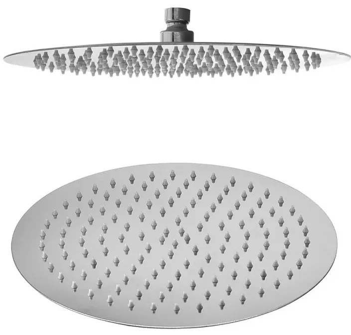 Set doccia cromo con braccio tondo 40cm + soffione 25 cm acciaio cromo