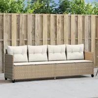 Lettino Prendisole con Cuscini Beige in Polyrattan 368330