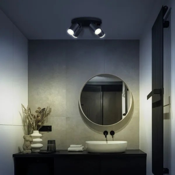 Faretto LED RGBW dimmerabile per bagno TURYN, 4xGU10/4,8W/230V IP44, nero