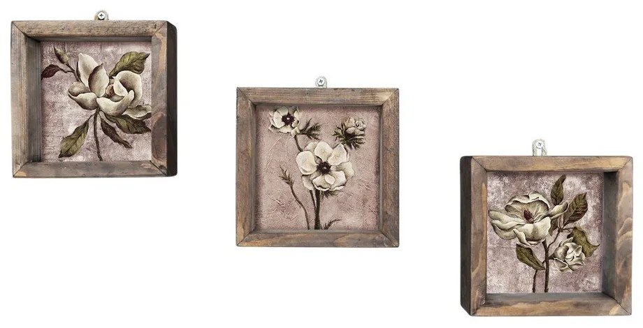 Set di 3 dipinti murali vintage, 15 x 15 cm - Evila Originals