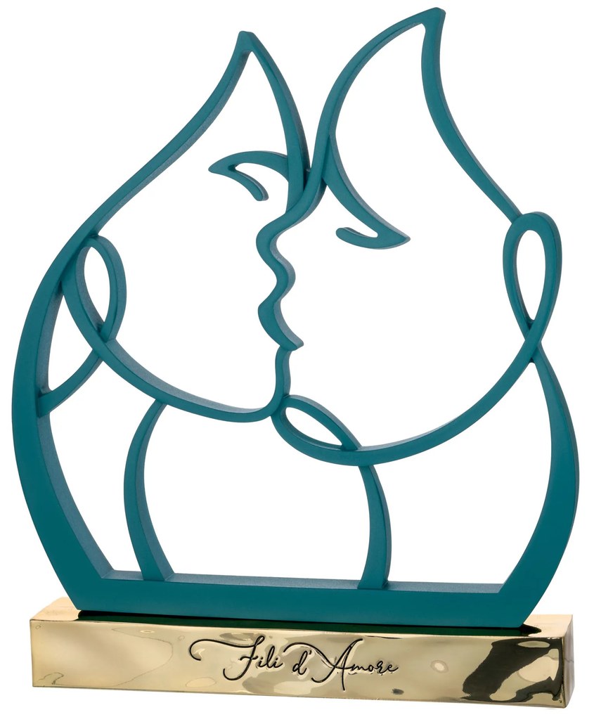 Bongelli preziosi statua moderna coppia bacio collezione Fili d'amore H 30 cm OTTANIO ORO