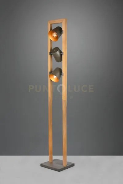 Bell piantana legno naturale 3 spots orientabili diffusori metallo ...